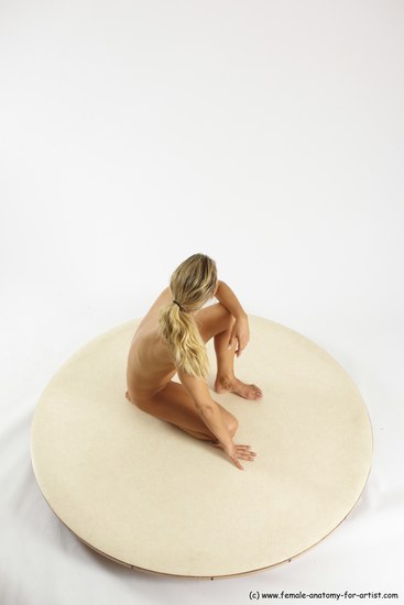 Nude Woman White Kneeling poses - ALL Slim Kneeling poses - on one knee long blond Multi angle poses Pinup