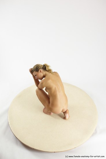 Nude Woman White Kneeling poses - ALL Slim Kneeling poses - on one knee long blond Multi angle poses Pinup