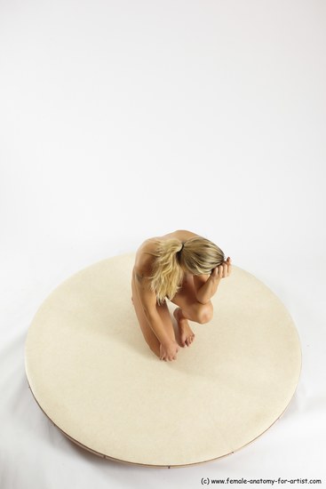 Nude Woman White Kneeling poses - ALL Slim Kneeling poses - on one knee long blond Multi angle poses Pinup