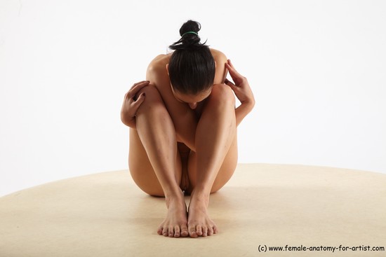 Nude Woman White Sitting poses - ALL Slim long brown Sitting poses - simple Pinup