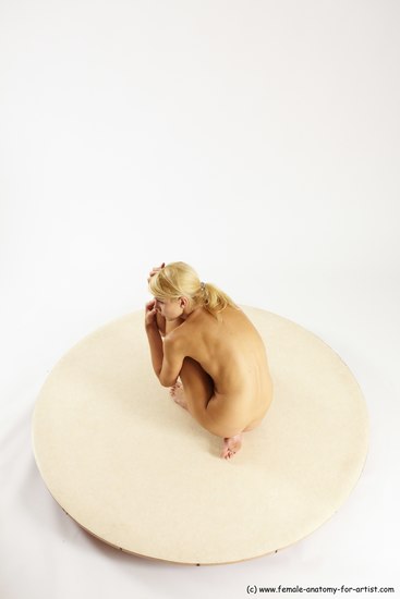 Nude Woman White Kneeling poses - ALL Slim Kneeling poses - on one knee long blond Multi angle poses Pinup