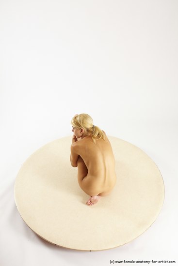 Nude Woman White Kneeling poses - ALL Slim Kneeling poses - on one knee long blond Multi angle poses Pinup