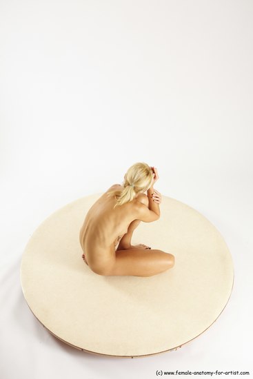 Nude Woman White Kneeling poses - ALL Slim Kneeling poses - on one knee long blond Multi angle poses Pinup