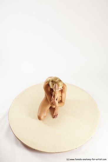 Nude Woman White Kneeling poses - ALL Slim Kneeling poses - on one knee long blond Multi angle poses Pinup