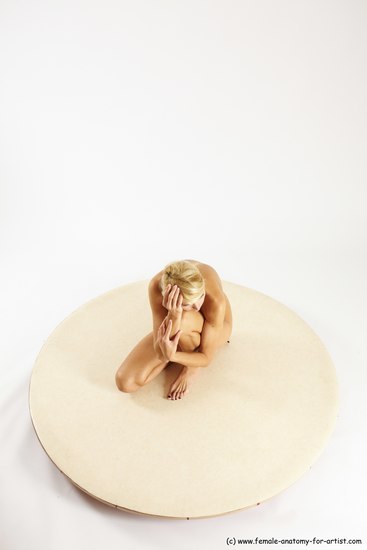 Nude Woman White Kneeling poses - ALL Slim Kneeling poses - on one knee long blond Multi angle poses Pinup