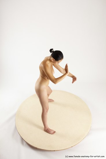 Nude Woman White Standing poses - ALL Slim long brown Standing poses - simple Multi angle poses Pinup