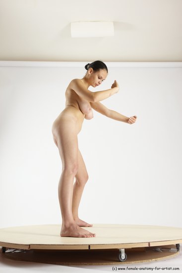 Nude Woman White Standing poses - ALL Slim long brown Standing poses - simple Multi angle poses Pinup