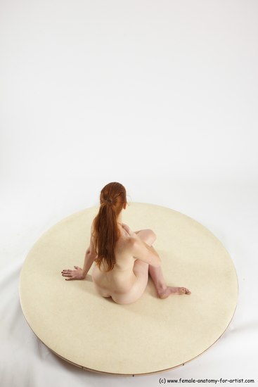 Nude Woman White Sitting poses - ALL Slim long red Sitting poses - simple Multi angle poses Pinup