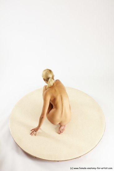 Nude Woman White Kneeling poses - ALL Slim Kneeling poses - on one knee long blond Multi angle poses Pinup