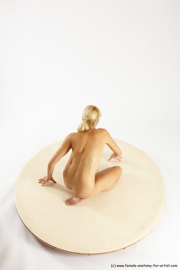 Nude Woman White Kneeling poses - ALL Slim Kneeling poses - on one knee long blond Multi angle poses Pinup