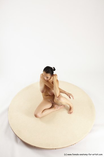 Nude Woman White Sitting poses - ALL Slim long brown Sitting poses - simple Multi angle poses Pinup