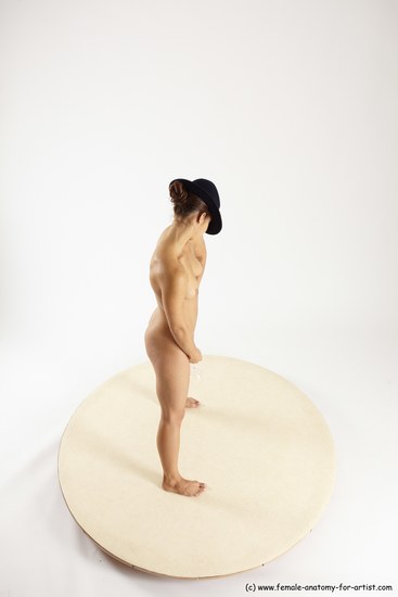 Nude Woman White Standing poses - ALL Athletic long brown Standing poses - simple Multi angle poses Pinup