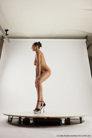 Nude Woman White Standing poses - ALL Slim Standing poses - bend over long brown Multi angle poses Pinup