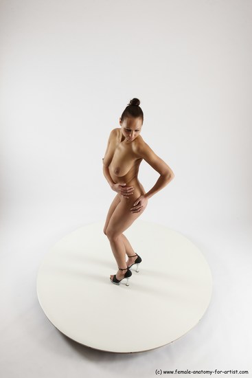 Nude Woman White Standing poses - ALL Slim Standing poses - bend over long brown Multi angle poses Pinup