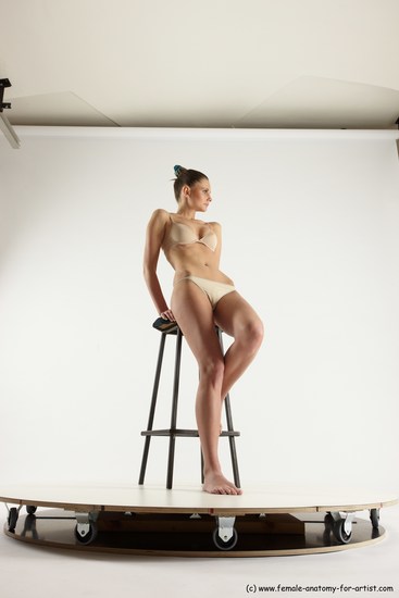 Underwear Woman White Sitting poses - ALL Athletic long brown Sitting poses - simple Multi angle poses Academic