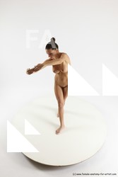 Nude Woman White Slim long brown Dancing Multi angle poses Pinup