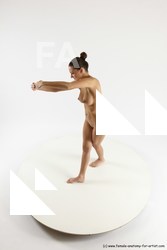 Nude Woman White Slim long brown Dancing Multi angle poses Pinup