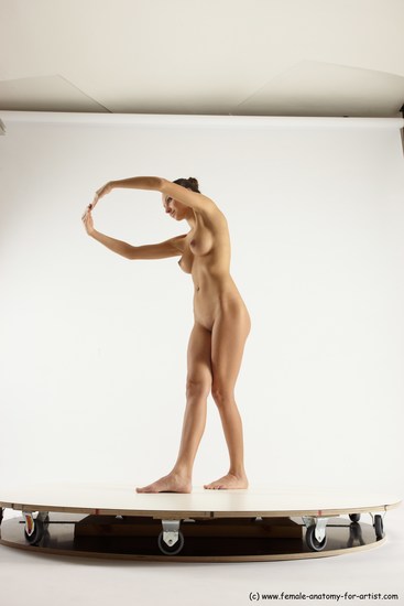 Nude Woman White Slim long brown Dancing Multi angle poses Pinup