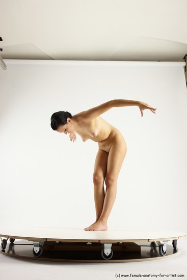 Nude Woman White Standing poses - ALL Slim Standing poses - bend over long brown Multi angle poses Pinup