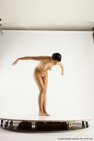 Nude Woman White Standing poses - ALL Slim Standing poses - bend over long brown Multi angle poses Pinup