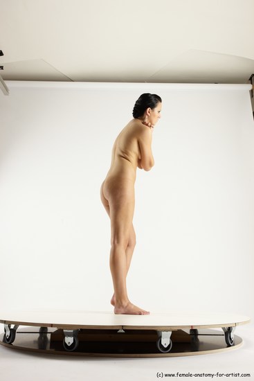 Nude Woman White Standing poses - ALL Slim long brown Standing poses - simple Multi angle poses Pinup