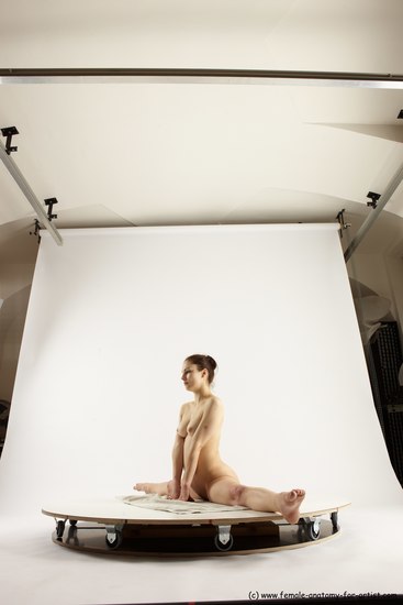 Nude Gymnastic poses Woman White Slim long brown Multi angle poses Pinup