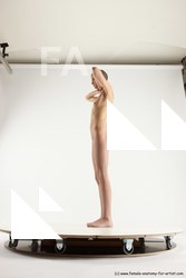 Nude Woman White Standing poses - ALL Slim bald Standing poses - simple Multi angle poses Pinup