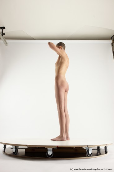 Nude Woman White Standing poses - ALL Slim bald Standing poses - simple Multi angle poses Pinup