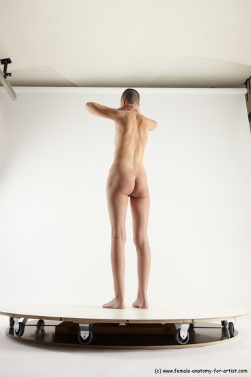 Nude Woman White Standing poses - ALL Slim bald Standing poses - simple Multi angle poses Pinup