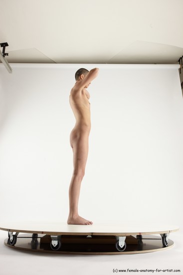 Nude Woman White Standing poses - ALL Slim bald Standing poses - simple Multi angle poses Pinup