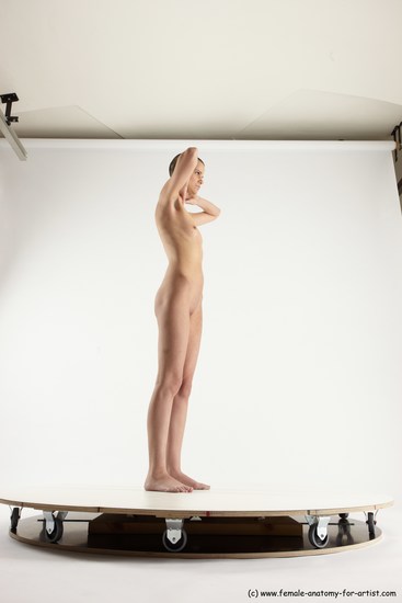 Nude Woman White Standing poses - ALL Slim bald Standing poses - simple Multi angle poses Pinup