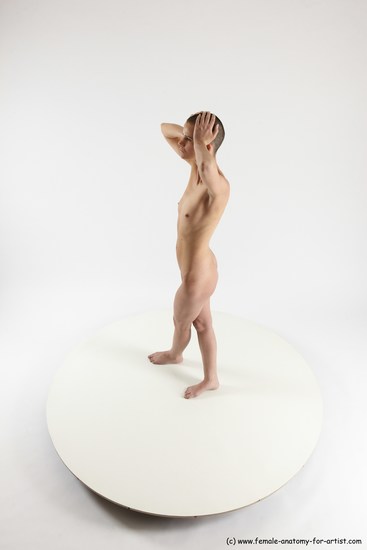 Nude Woman White Standing poses - ALL Slim bald Standing poses - simple Multi angle poses Pinup