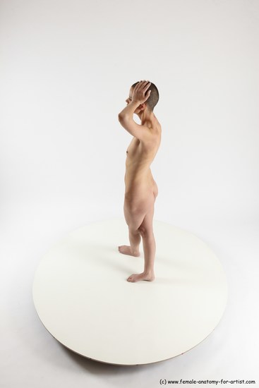 Nude Woman White Standing poses - ALL Slim bald Standing poses - simple Multi angle poses Pinup