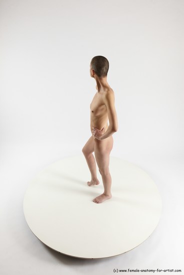 Nude Woman White Standing poses - ALL Slim bald Standing poses - simple Multi angle poses Pinup