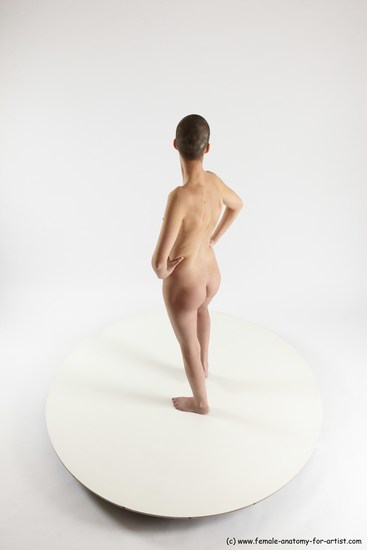 Nude Woman White Standing poses - ALL Slim bald Standing poses - simple Multi angle poses Pinup