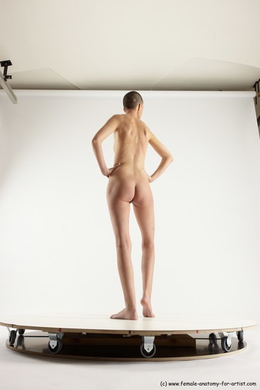 Nude Woman White Standing poses - ALL Slim bald Standing poses - simple Multi angle poses Pinup