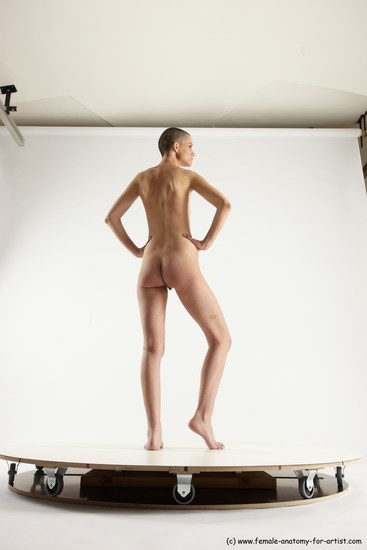 Nude Woman White Standing poses - ALL Slim bald Standing poses - simple Multi angle poses Pinup