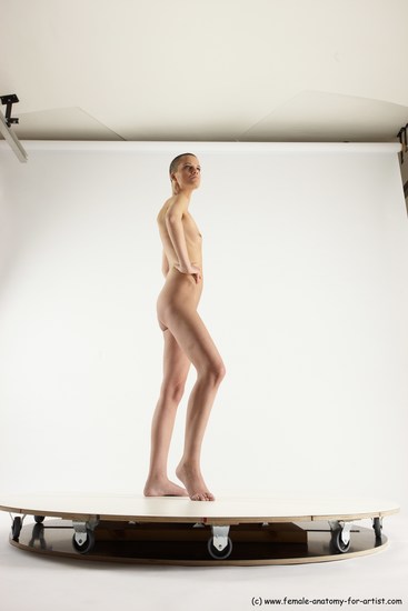 Nude Woman White Standing poses - ALL Slim bald Standing poses - simple Multi angle poses Pinup