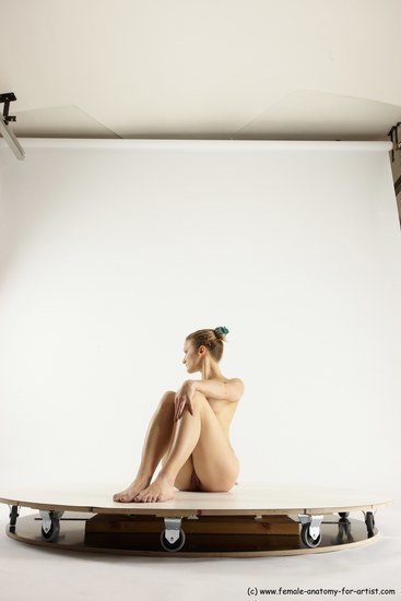 Nude Woman White Sitting poses - ALL Athletic long blond Sitting poses - simple Multi angle poses Pinup