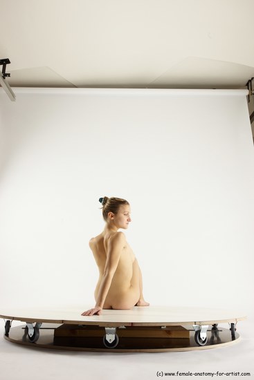 Nude Woman White Sitting poses - ALL Athletic long blond Sitting poses - simple Multi angle poses Pinup