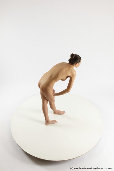 Nude Woman White Standing poses - ALL Slim Standing poses - bend over long brown Multi angle poses Pinup