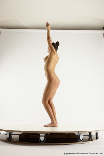 Nude Woman White Standing poses - ALL Slim long brown Standing poses - simple Multi angle poses Pinup