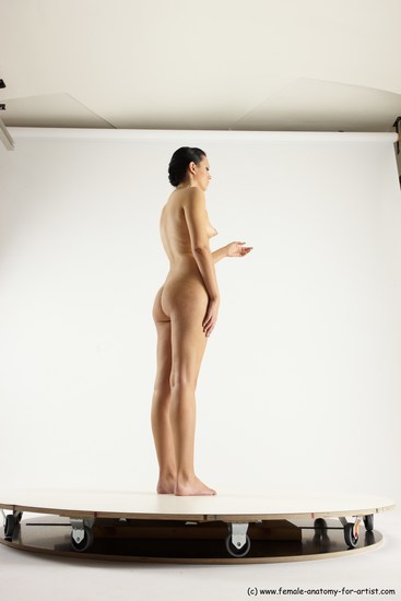 Nude Woman White Standing poses - ALL Slim long brown Standing poses - simple Multi angle poses Pinup