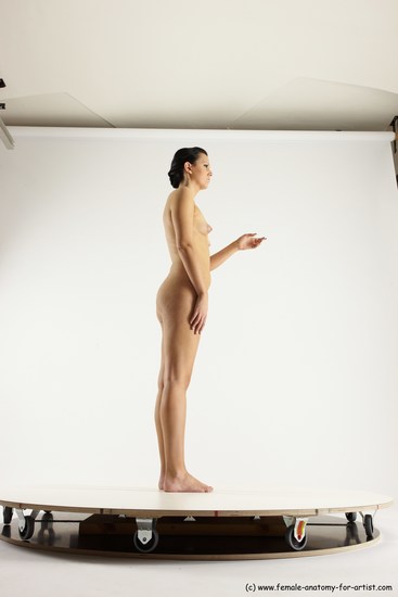 Nude Woman White Standing poses - ALL Slim long brown Standing poses - simple Multi angle poses Pinup