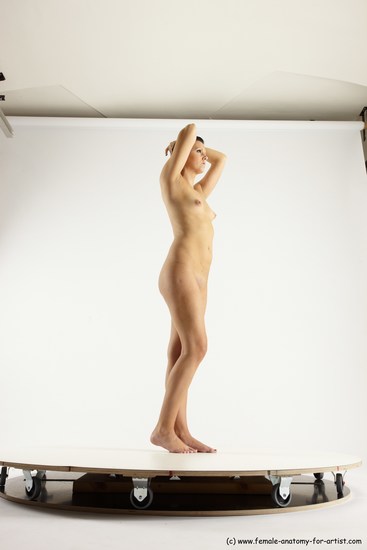 Nude Woman White Standing poses - ALL Slim long brown Standing poses - simple Multi angle poses Pinup