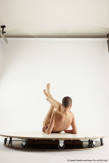 Nude Woman White Laying poses - ALL Slim Laying poses - on back bald Multi angle poses Pinup