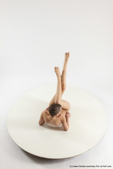 Nude Woman White Laying poses - ALL Slim Laying poses - on back bald Multi angle poses Pinup