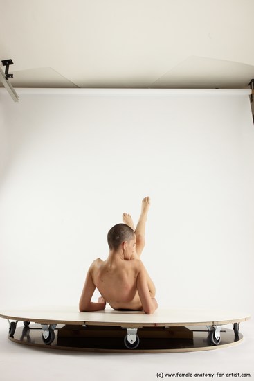 Nude Woman White Laying poses - ALL Slim Laying poses - on back bald Multi angle poses Pinup