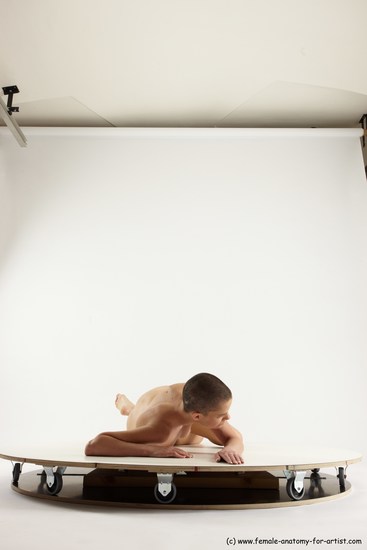 Nude Woman White Laying poses - ALL Slim Laying poses - on side bald Multi angle poses Pinup