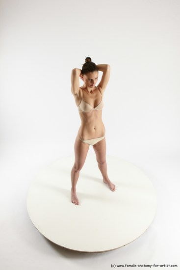 Underwear Woman White Standing poses - ALL Athletic long brown Standing poses - simple Multi angle poses Academic